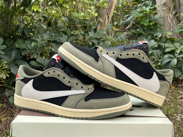 Travis Scott x Air Jordan 1 Low OG Black Sail Medium Olive