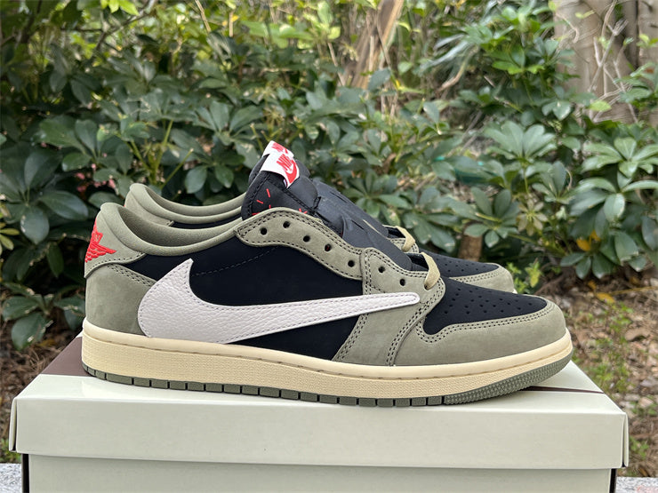 Travis Scott x Air Jordan 1 Low OG Black Sail Medium Olive