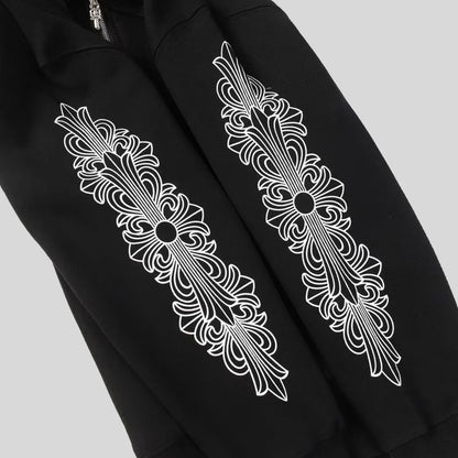 ZIPPER HOODIE CORAZONES CROMADOS