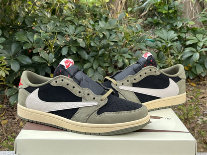 Travis Scott x Air Jordan 1 Low OG Black Sail Medium Olive